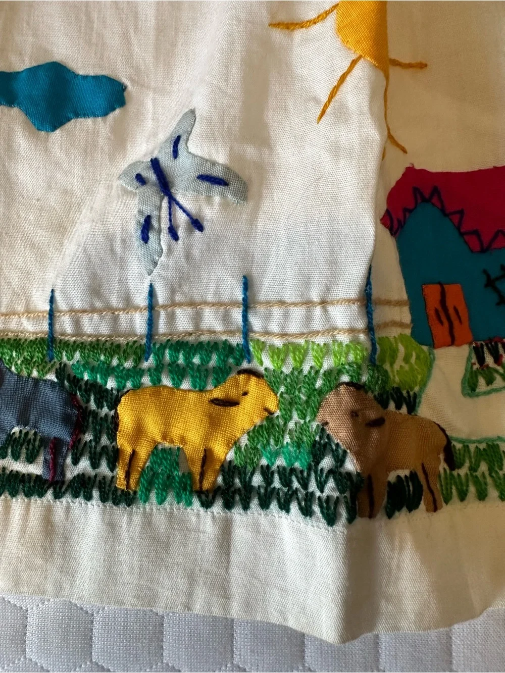 Handmade Colombian Folk Art Cotton Skirt Wearable Art Cottagecore - Picture 6 of 9